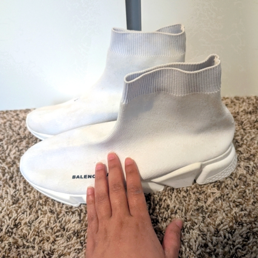 B White Sock Sneakers